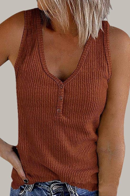 Women's Solid Color V-Neck Button-Down Sleeveless Blouse - Casual Summer Tops for Work, Date Night & Vacation Outfits