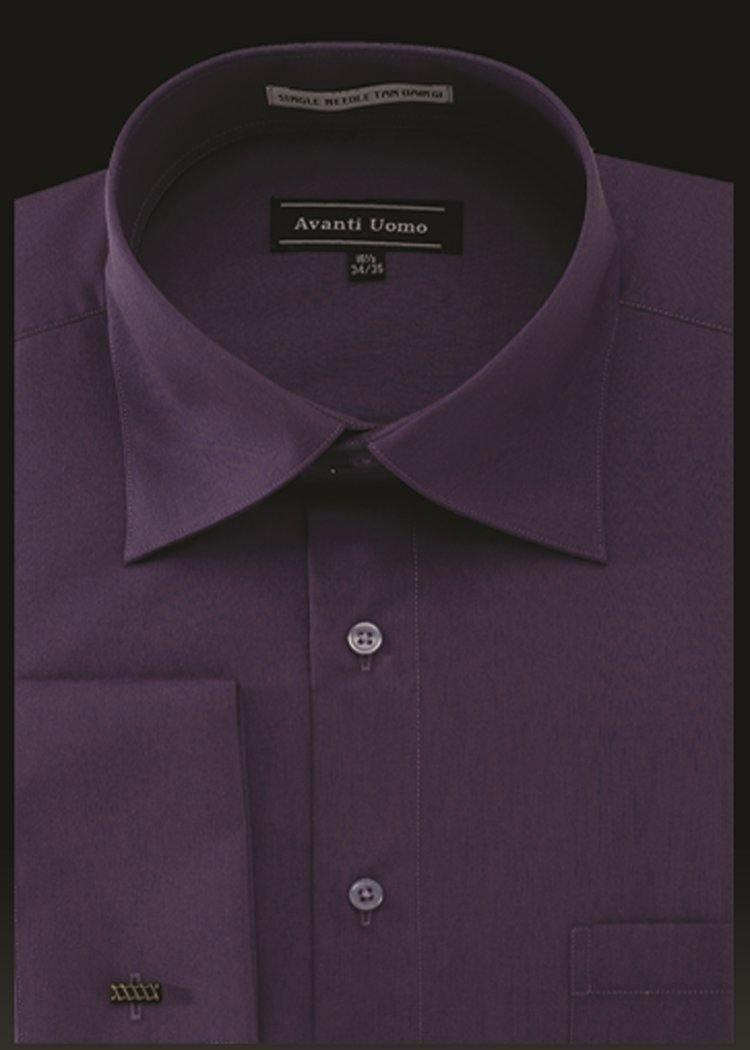 Premium Men's French Cuff Dress Shirt with Spread Collar - Elegant Prune Color for Formal Wear & Business Attire - Perfect for Weddings, Office Meetings & Special Occasions