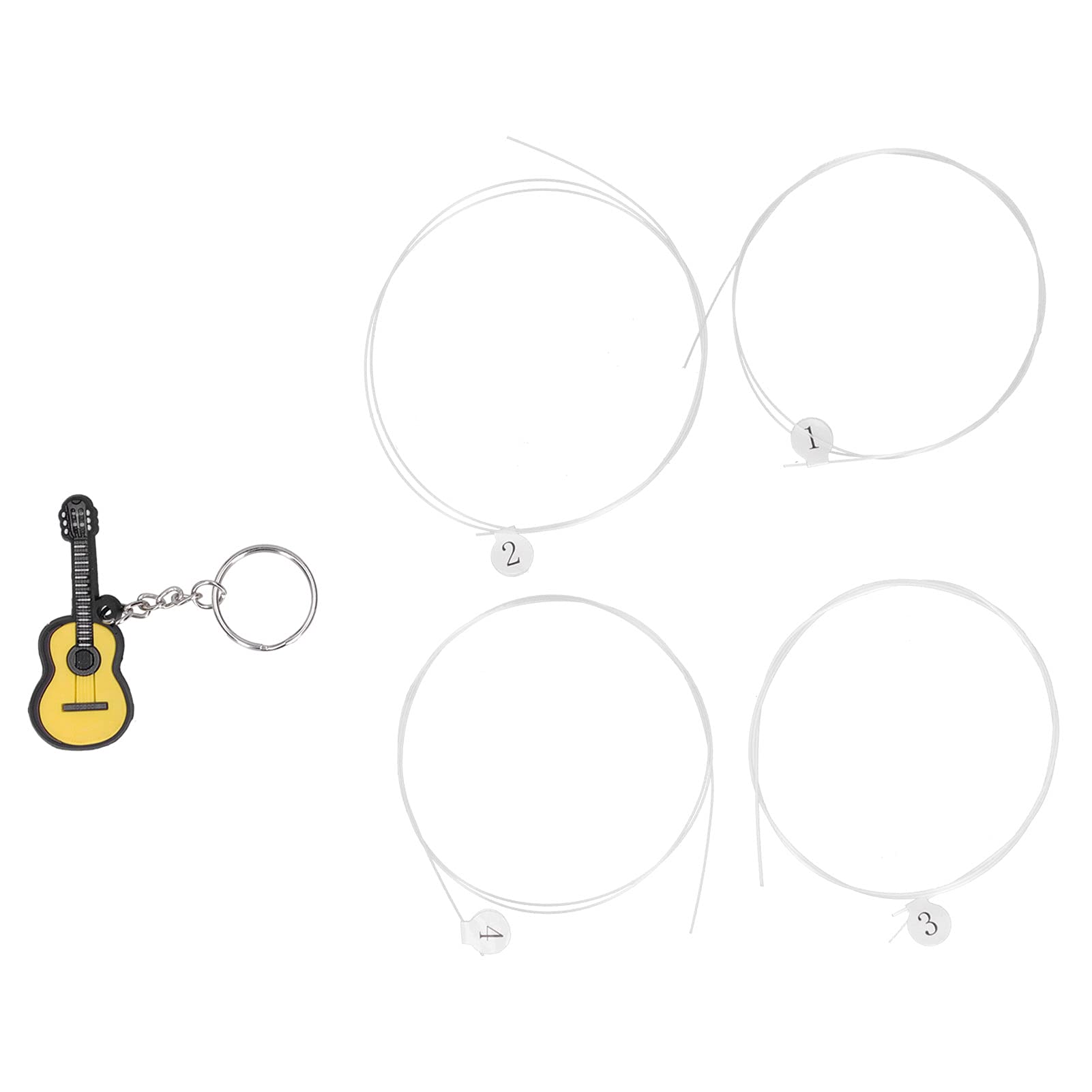4Pcs Guitar & Ukulele Strings Set - Milky White Carbon Replacement Strings for 23