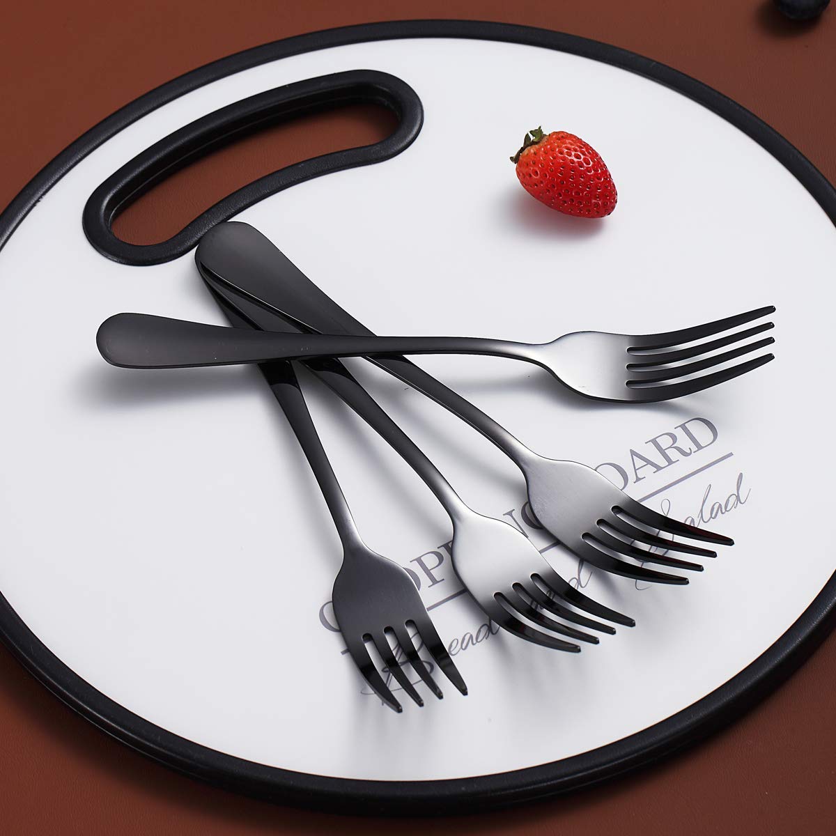 Premium 4-Piece Black Stainless Steel Dinner Forks Set - Berglander 7.9
