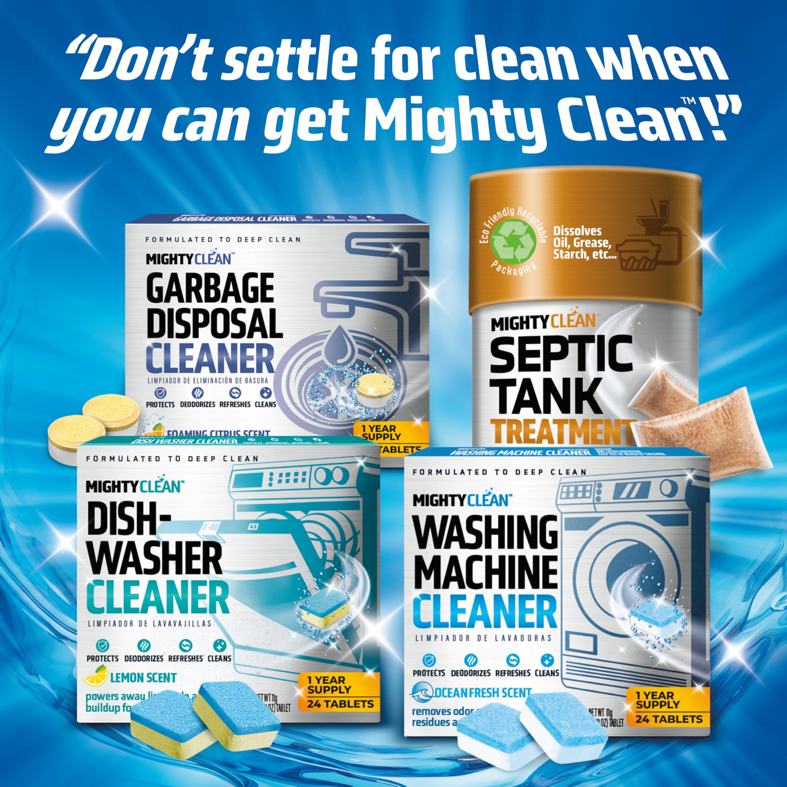 24 Pack Washing Machine Cleaner Tablets - 1 Year Supply, Septic Safe & HE Compatible Washer Cleaner for All Machines | Deep Clean & Deodorize for Fresh Laundry