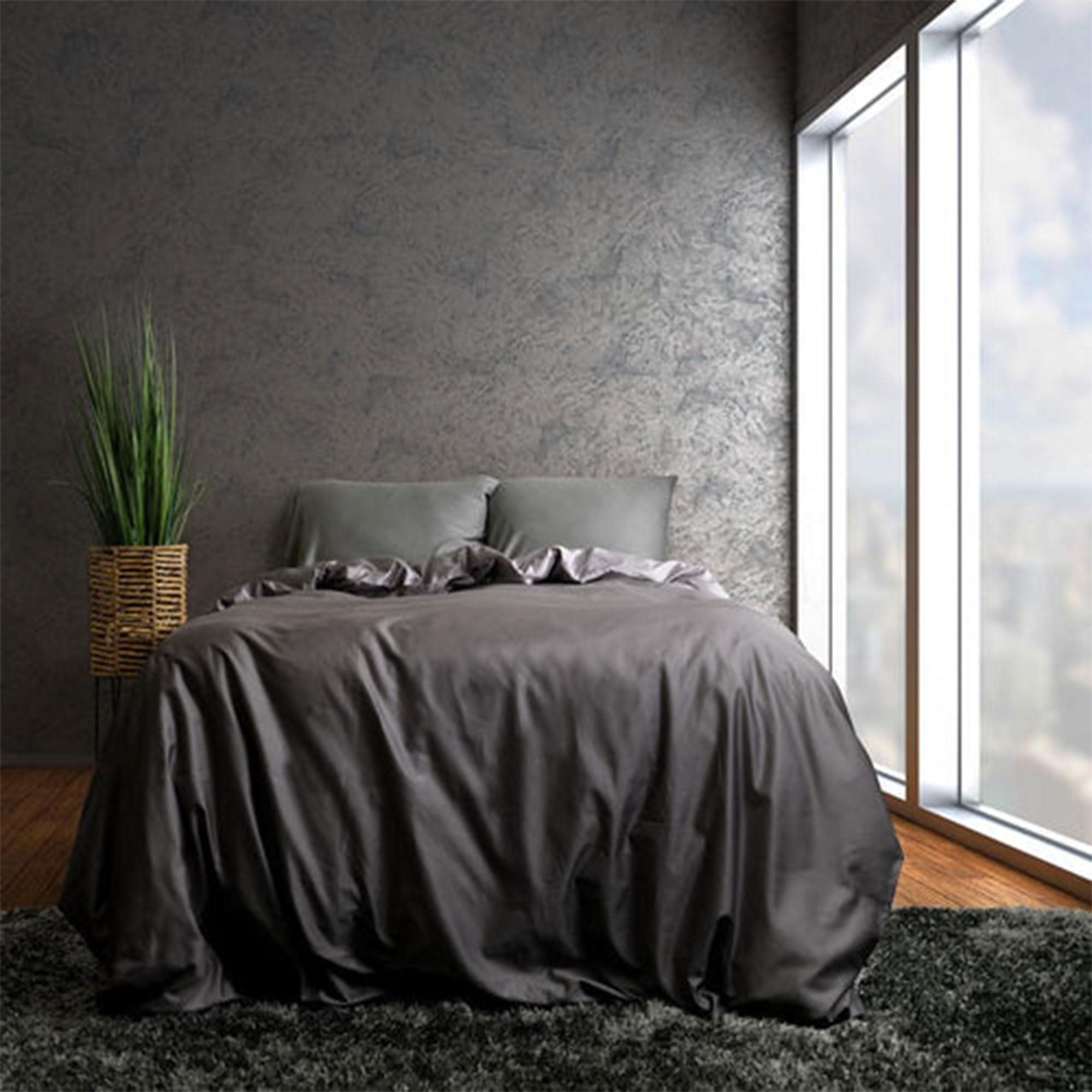 Sleepgram Supima Cotton 400 Thread Count Luxury Duvet Cover - Silver Ion Infused, Machine Washable, Zippered Closure with Travel Bag - King Size, Grey Stone - Perfect for Bedroom, Hotel & Travel Use