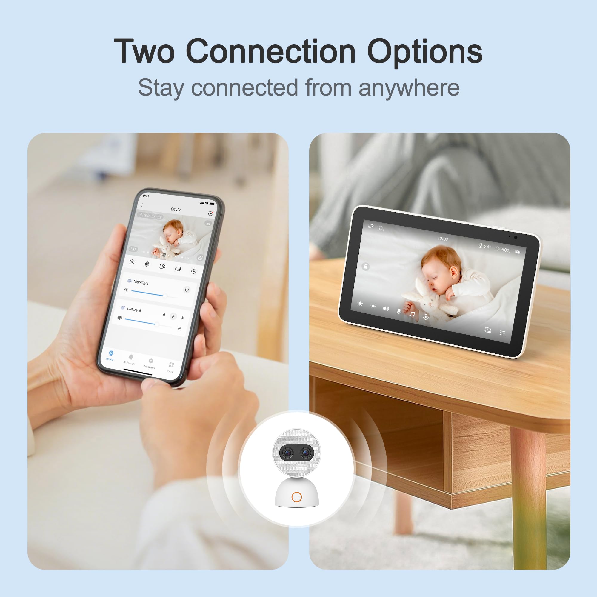 Simsky Split Screen Video Baby Monitor with 2 Cameras - 4MP HD Resolution, 7