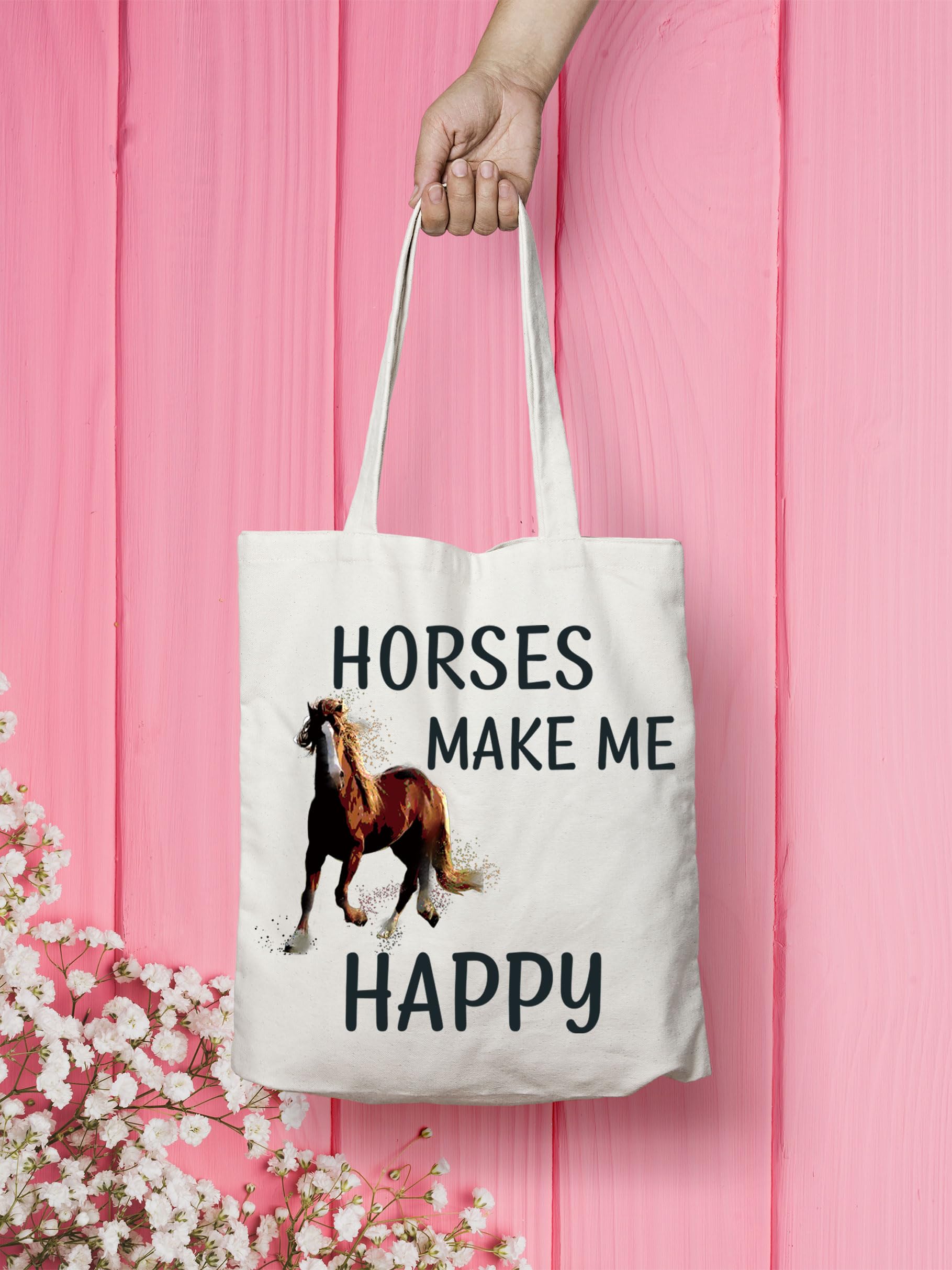 VAMSII Horse Tote Shoulder Bag - Stylish Equestrian Gift for Women | Durable Canvas Horse Lover Tote | Perfect for Riding Lessons, Stable Visits & Country Outings