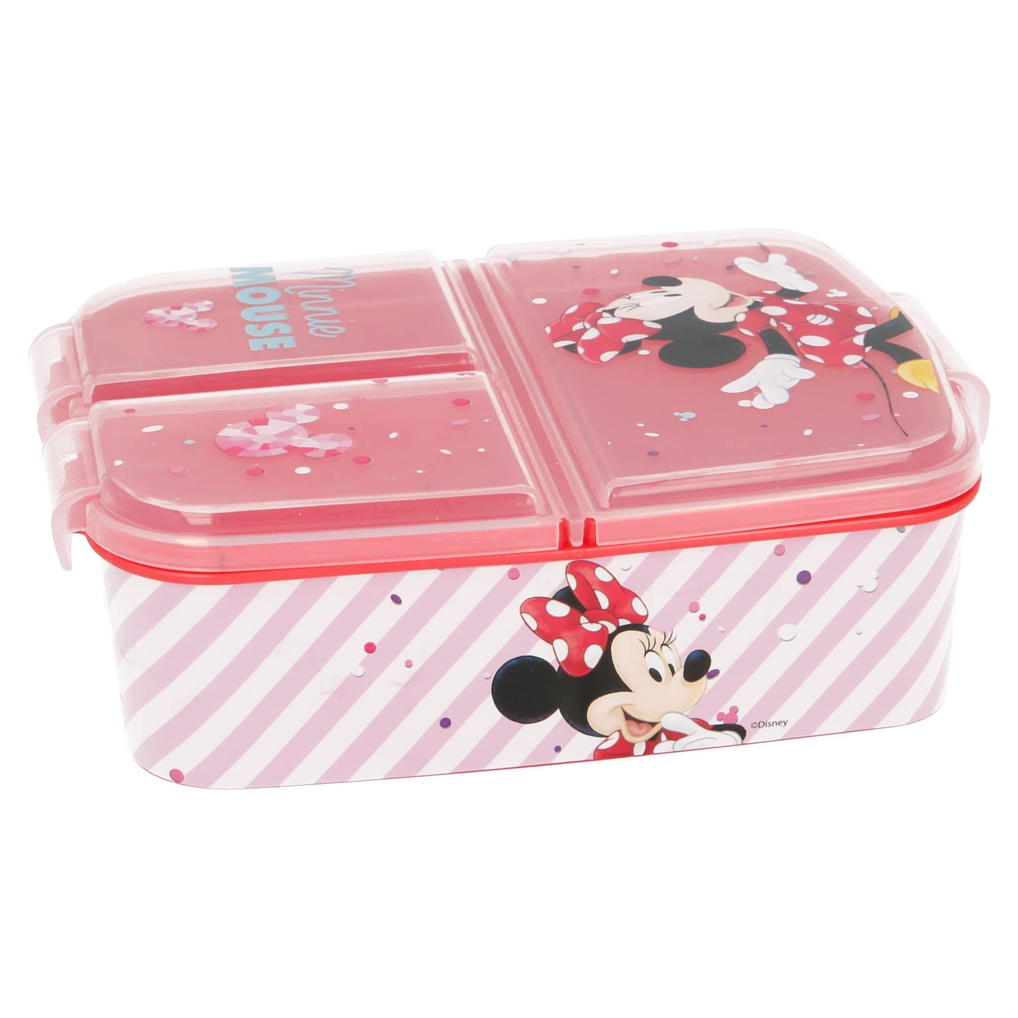 Stor Minnie 3-Compartment Sandwich Maker - 18 x 13 cm Non-Stick Pan, Pink (Model 18820) - Perfect for Breakfast, Lunch & Kids' Meals