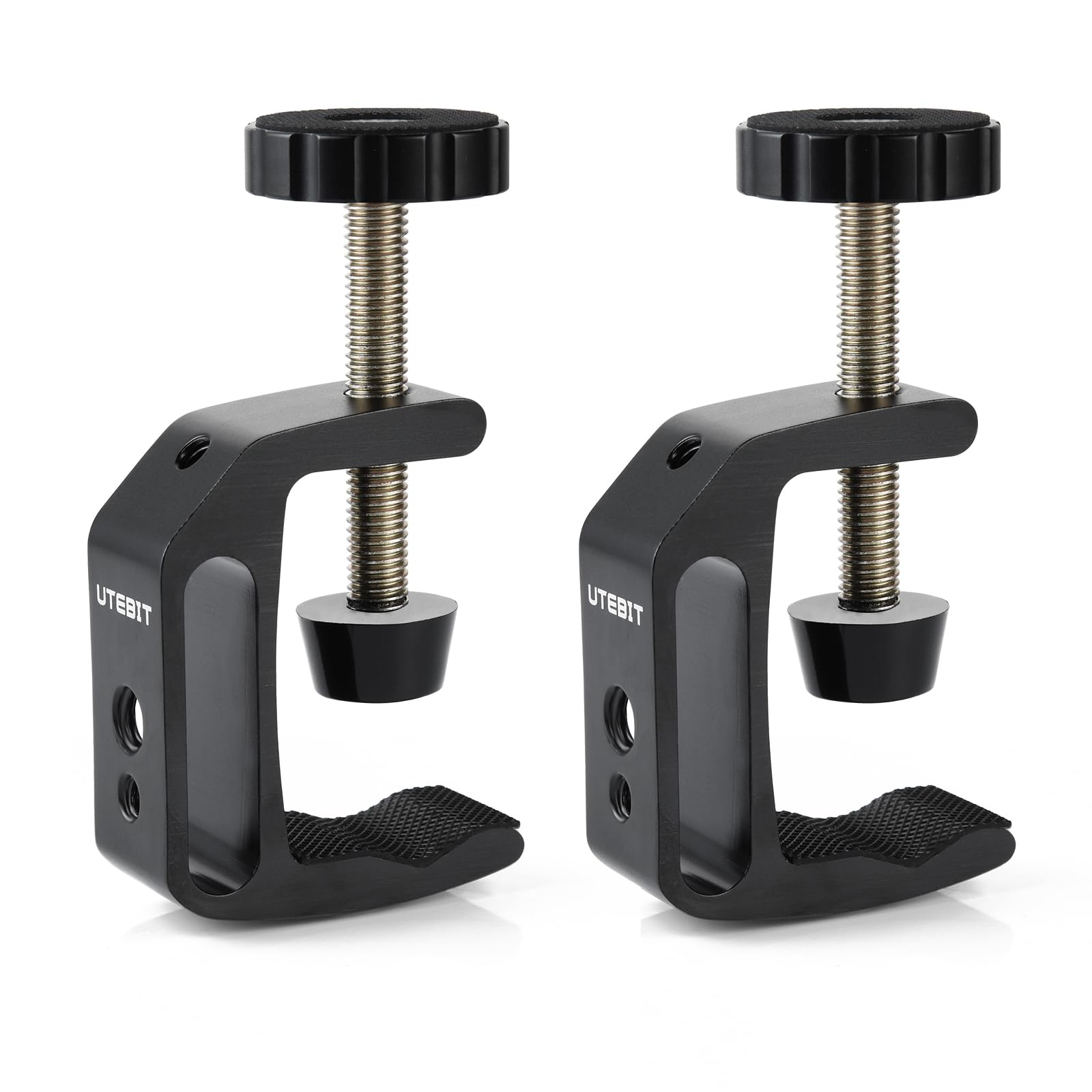 UTEBIT 2-Pack Small C Clamps - 2 Inch Aluminum Desk Clamps with 1/4