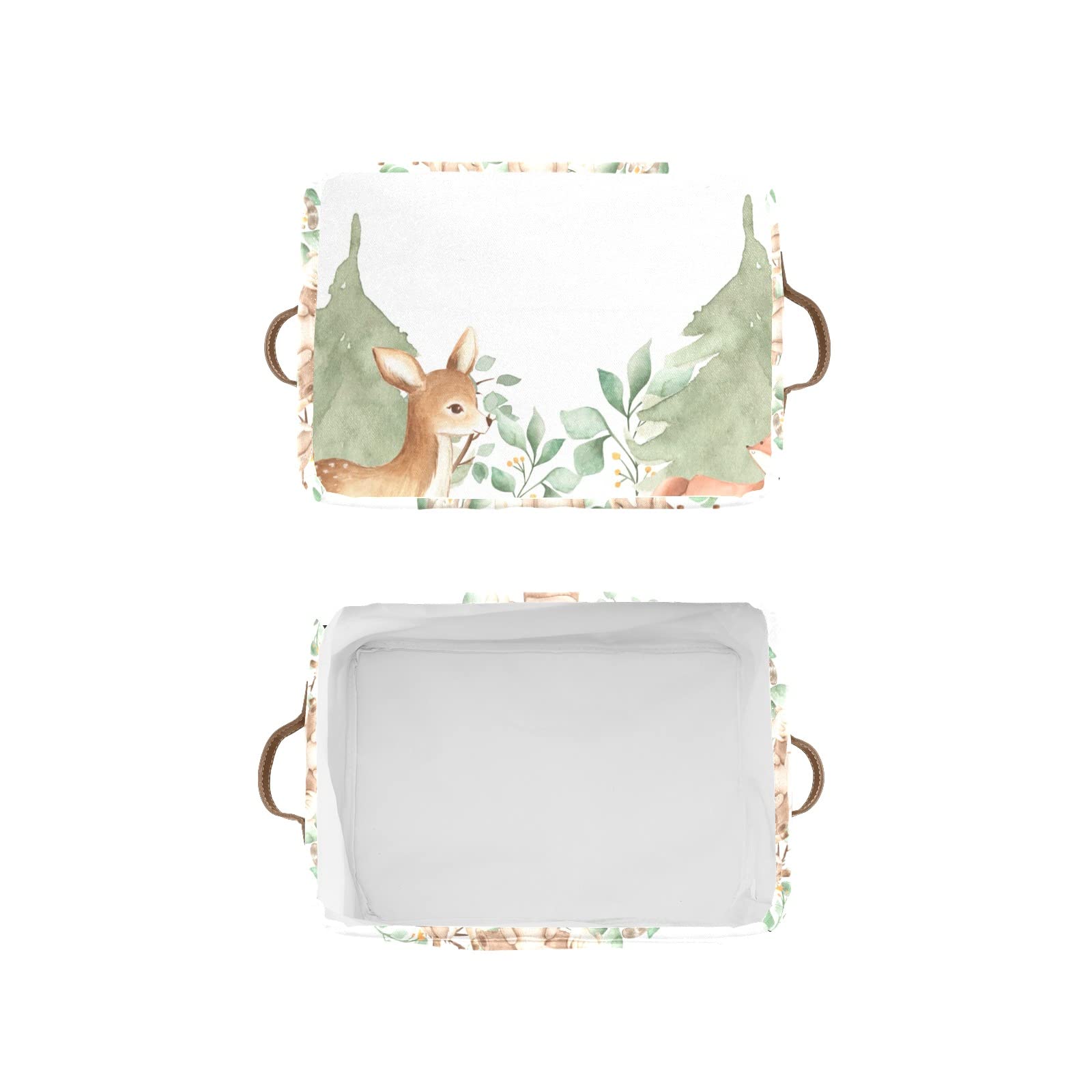 Personalized Woodland Animals Large Storage Baskets with Handles - Organizer for Shelves, Closet, Nursery & Bathroom - Decorative Toy & Home Storage Bin (1 Pack) - Perfect for Kids' Room Organization & Home Decor