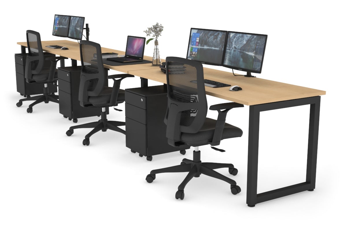 Quadro Loop Legs 3-Person Office Workstation - 1600L x 700W Dimensions - Perfect for Collaborative Workspaces & Open Office Layouts