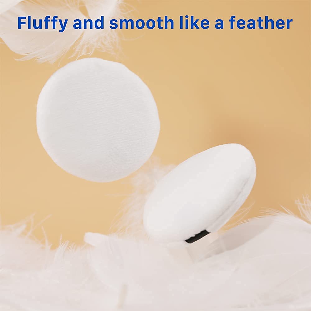 Cosluxe Pro Powder Puff - Ultra Soft Washable Velour Fluffy Makeup Puff with Ribbon | Pure Cotton Round Powder Applicator for Loose & Mineral Powder | Perfect for Body, Face & Setting Powder | White (Medium, 3-Pack) | Ideal for Home, Travel & Professional Makeup Application