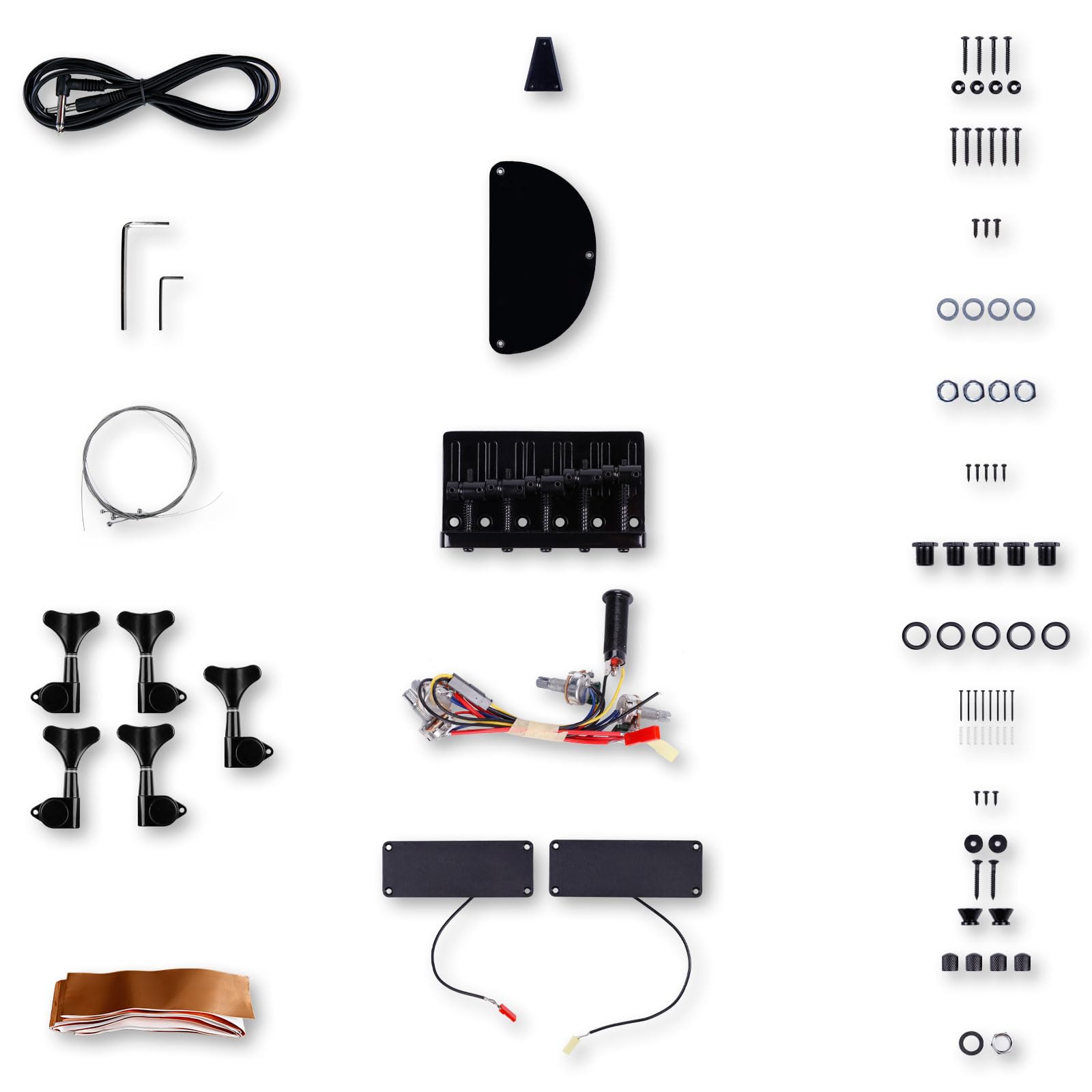 Leo Jaymz DIY Electric Bass Guitar Kit for Beginners - 5 String Roasted Ash Body, Roasted Maple Neck & Ebony Fingerboard - Complete Components Included - Perfect for Home Studio Recording & Live Performances