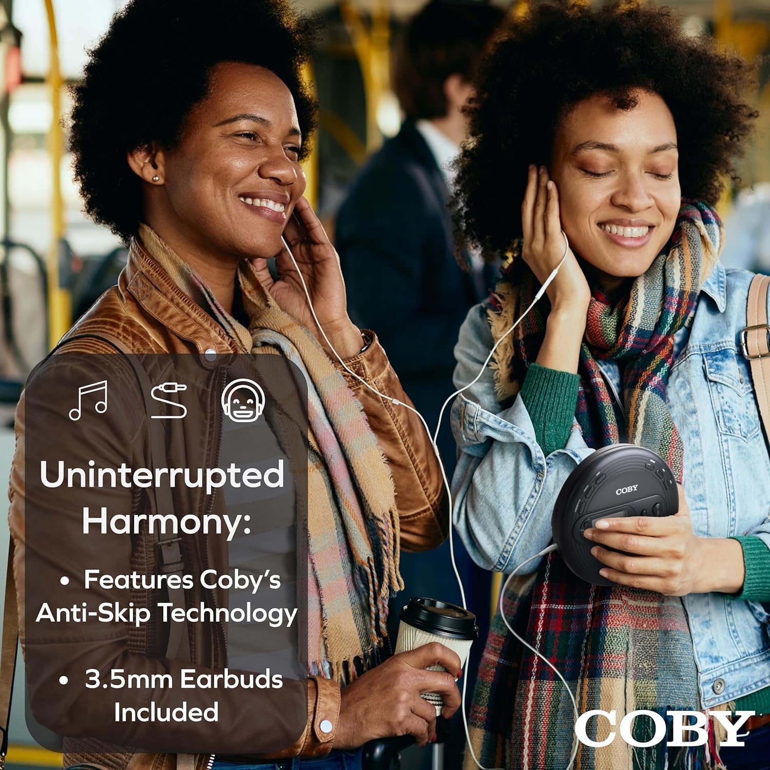 Portable CD Player with Headphones - FM Radio, MP3 Compatible, Anti-Skip Protection | Perfect for Commuting, Travel & Home Use | Powered by AA Batteries or Micro-USB