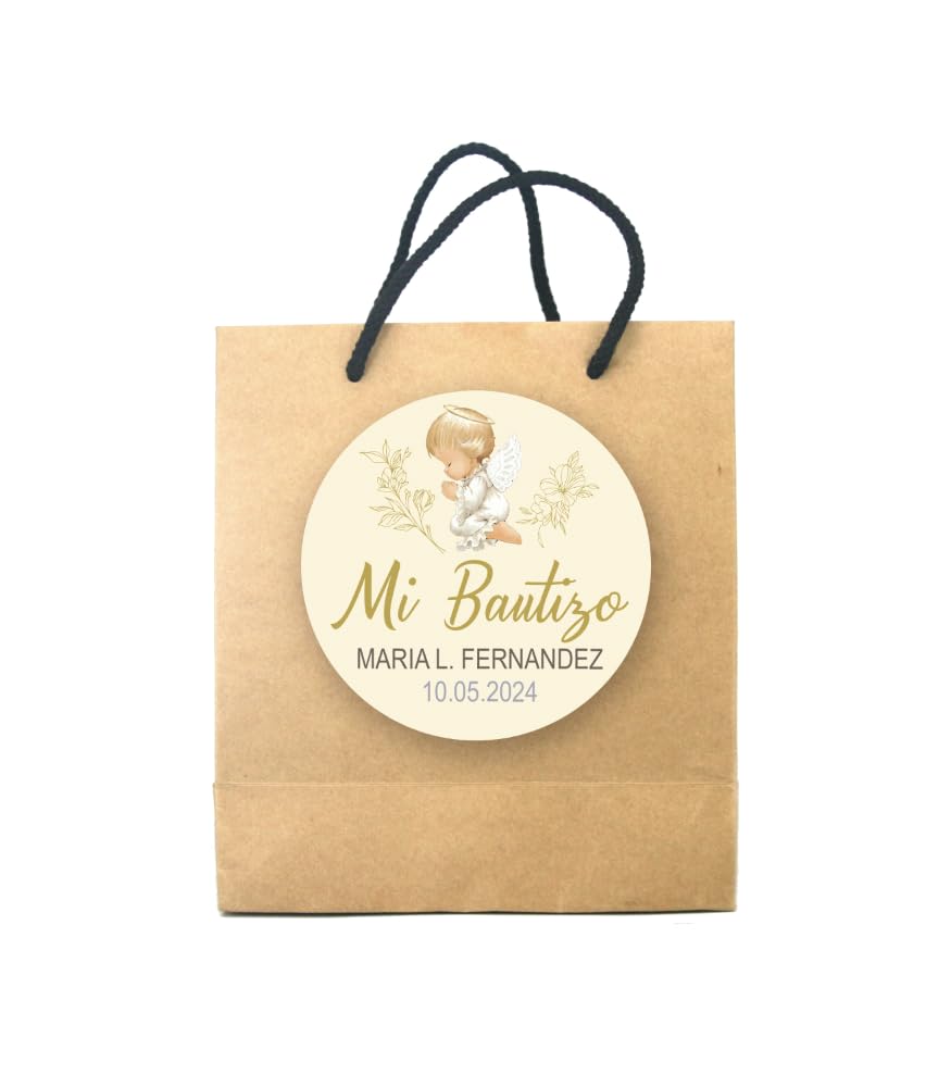 Baptism Stickers 40ct - Customized Spanish Favors for Christening Celebrations