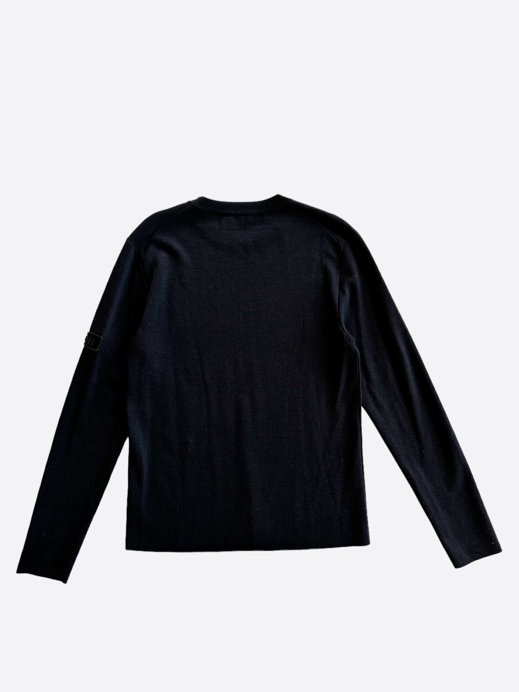 Dior Black Patch Wool Sweater for Women - Luxury Knit Pullover with Embroidered Details | Perfect for Winter Fashion, Office Wear & Holiday Outfits