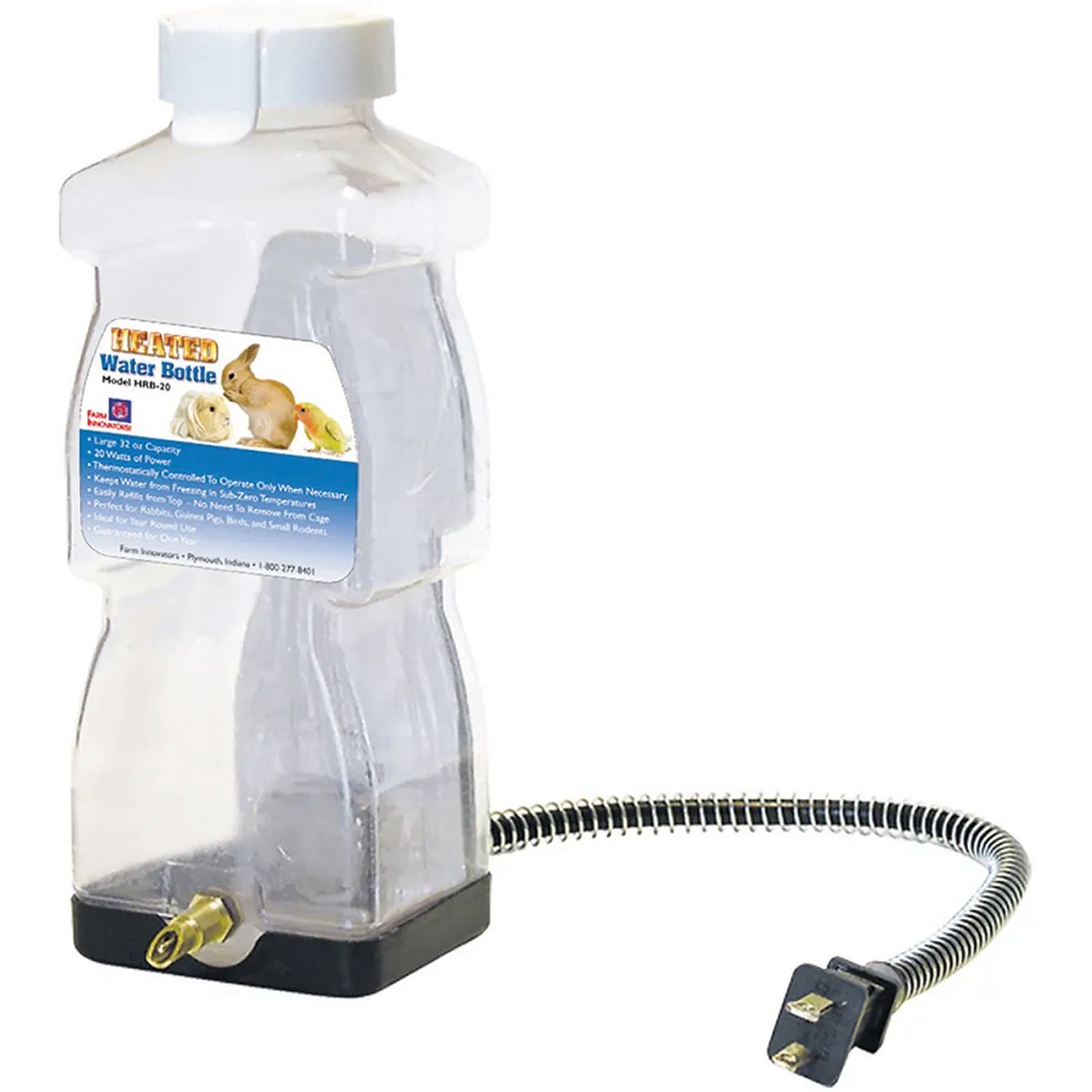 Farm Innovators™ 32 oz Heated Water Bottle - Keep Pets Hydrated in Winter | Outdoor & Indoor Use for Dogs, Cats, and Livestock
