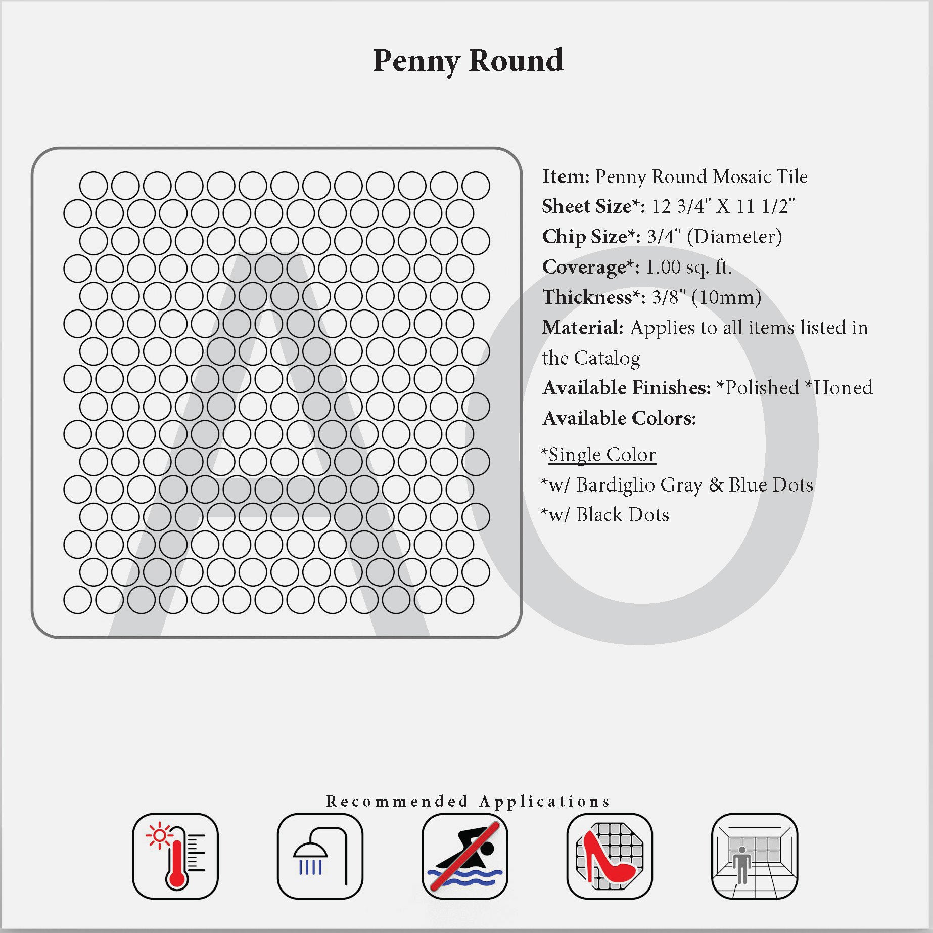 Carrara White Gioia Marble Penny Round Mosaic Tile - Premium Natural Stone for Bathroom, Kitchen Backsplash & Shower Flooring