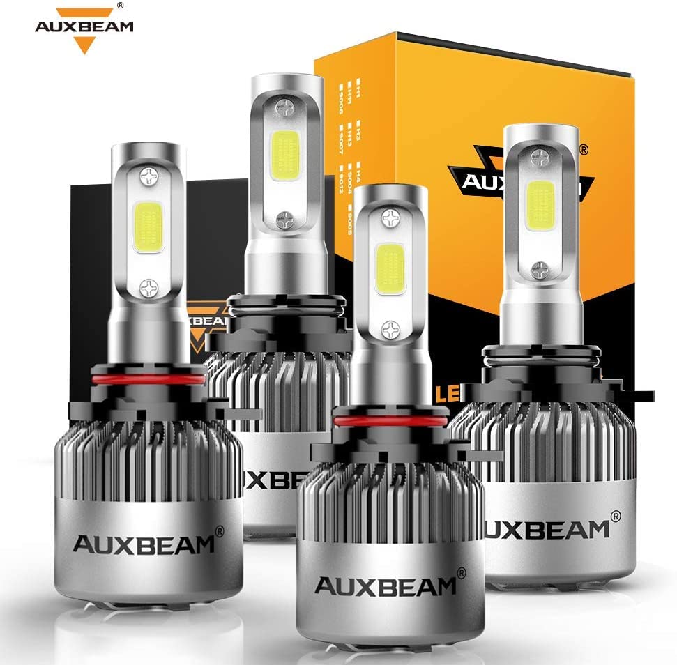 Auxbeam 9005/HB3 9006/HB4 LED Headlight Bulbs Combo - 6500K Cool White, Plug and Play, Pack of 4 - Perfect for Car, Truck, SUV Headlight Replacement & Night Driving