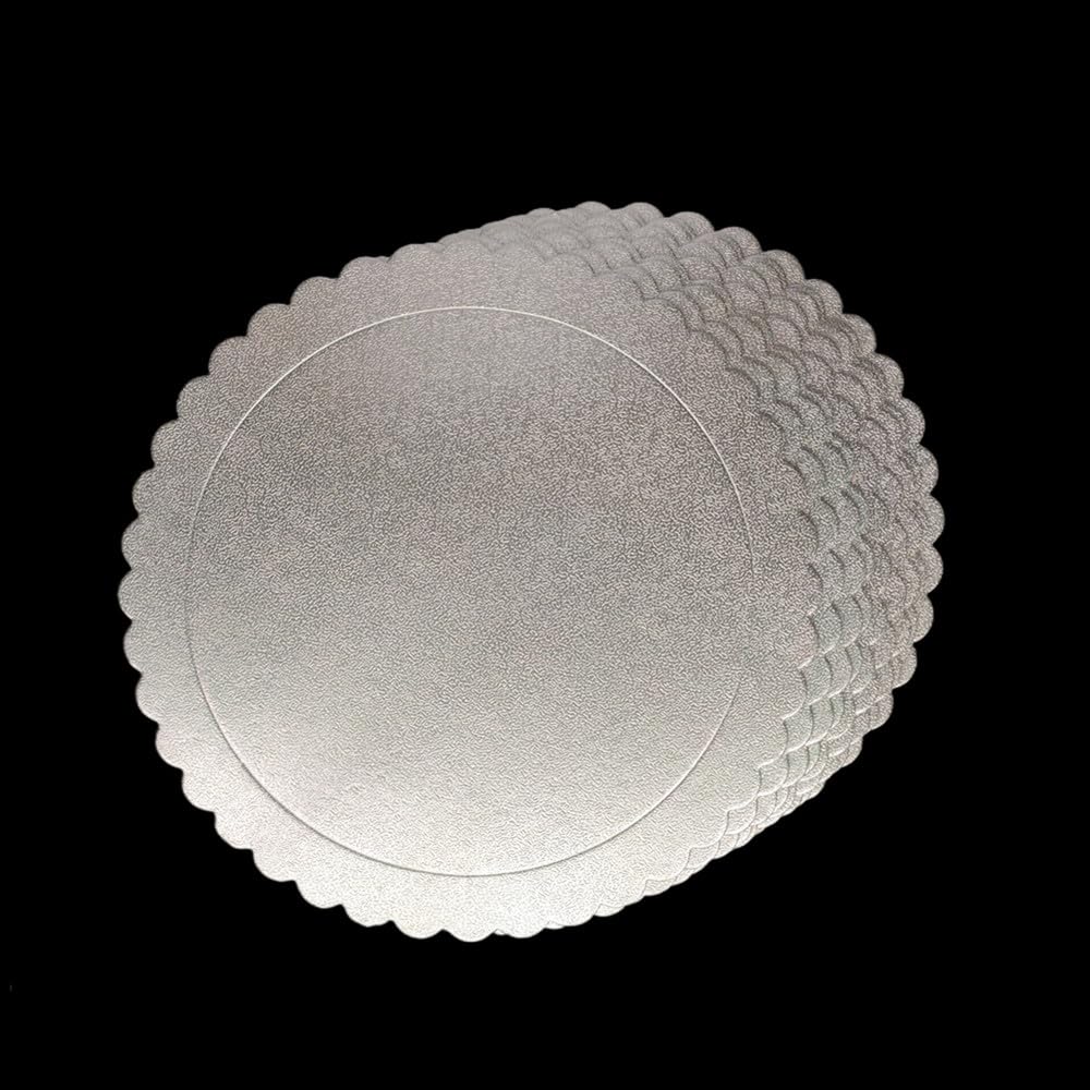 Jilukibo 10 Inch Disposable Round Cake Boards - 10 Pack Grease Proof Silver Cardboard Cake Base for Pizza, Cake Decorating & Stand - Perfect for Birthday Parties, Weddings & Bakery Use