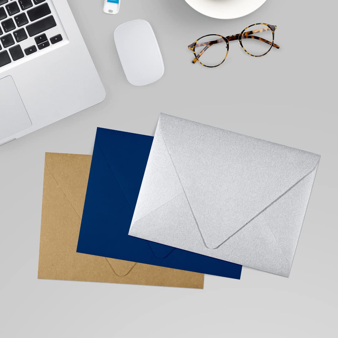 Premium A2 Contour Flap Envelopes (4 3/8 x 5 3/4 Inches) - 1000 Pack Silver Metallic Business Envelopes for Wedding Invitations, Greeting Cards & Professional Correspondence