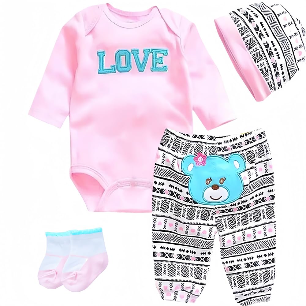 Reborn Doll Baby Clothes Set - Pink Outfits for 17-22 Inch Newborn Baby Dolls | Girl Doll Clothing & Accessories | Perfect for Collectors, Gift Giving & Role Play