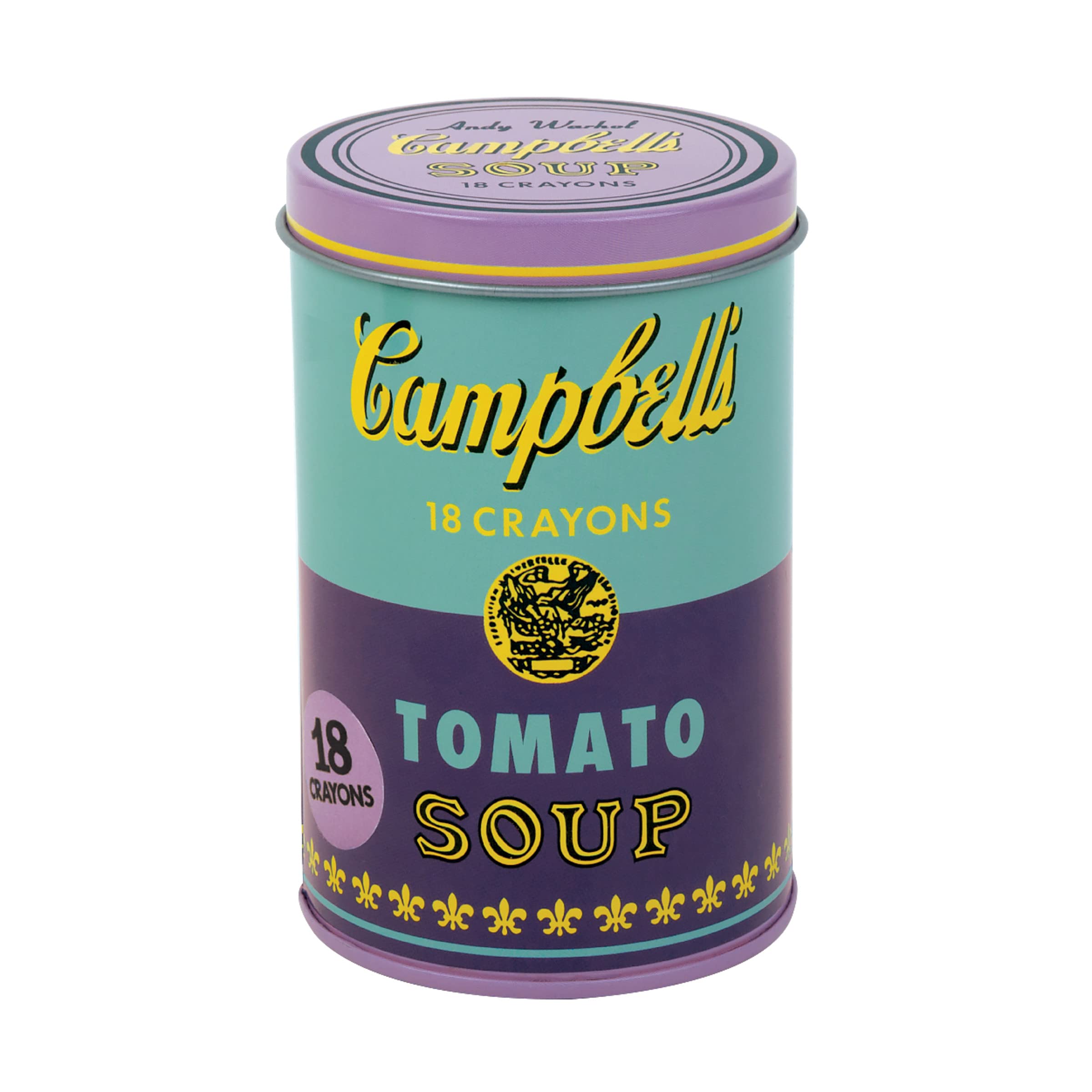 Andy Warhol Campbell's Soup Crayons Set (1965) - Violet & Green Art Supplies for Kids & Adults - Perfect for Coloring Books, DIY Crafts & Art Projects