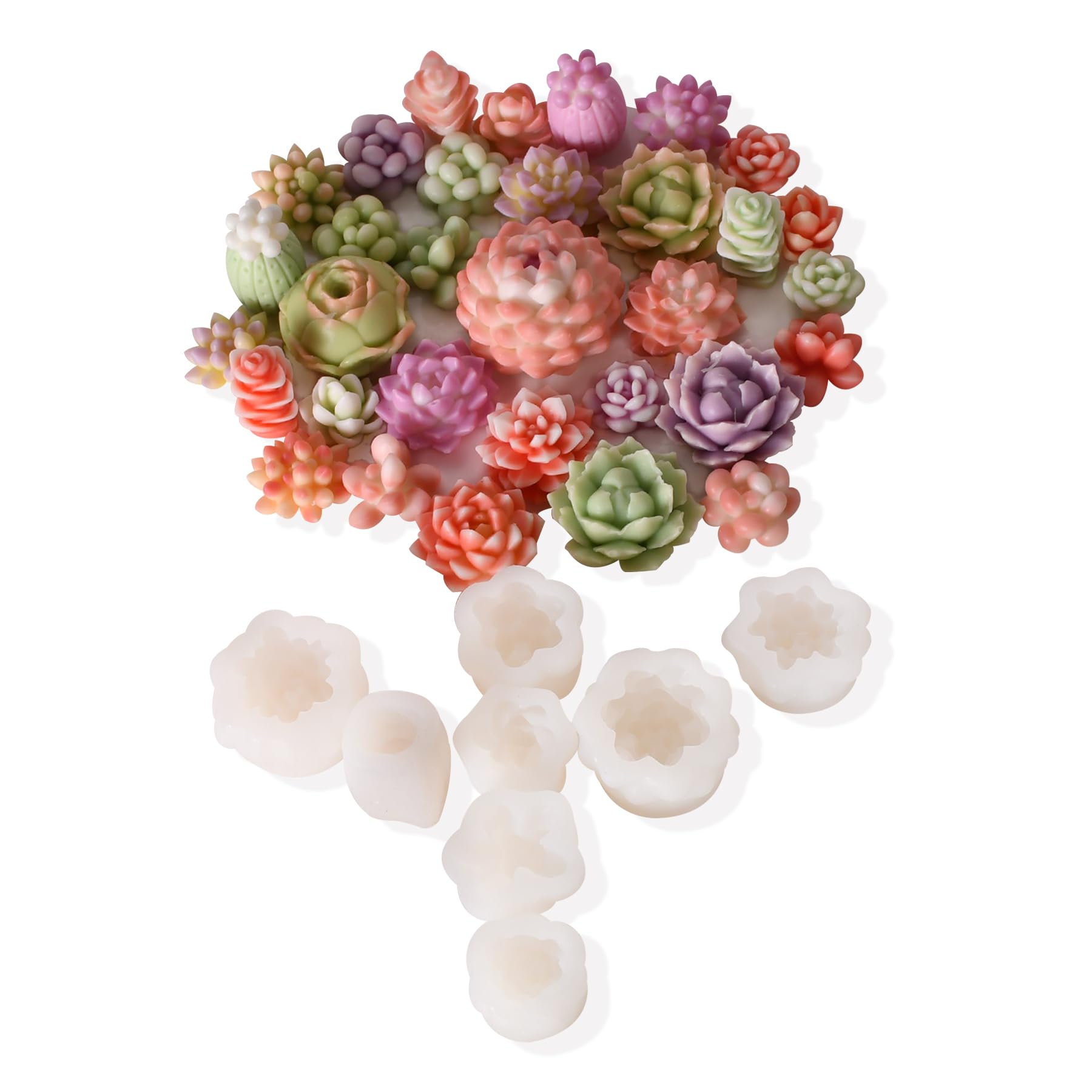 12PCS Succulent Flower Candle Molds - Silicone Epoxy Resin Wax Molds for DIY Candle Making, Christmas Gifts, Home Decor - Perfect for Wedding, Party, and Holiday Decoration