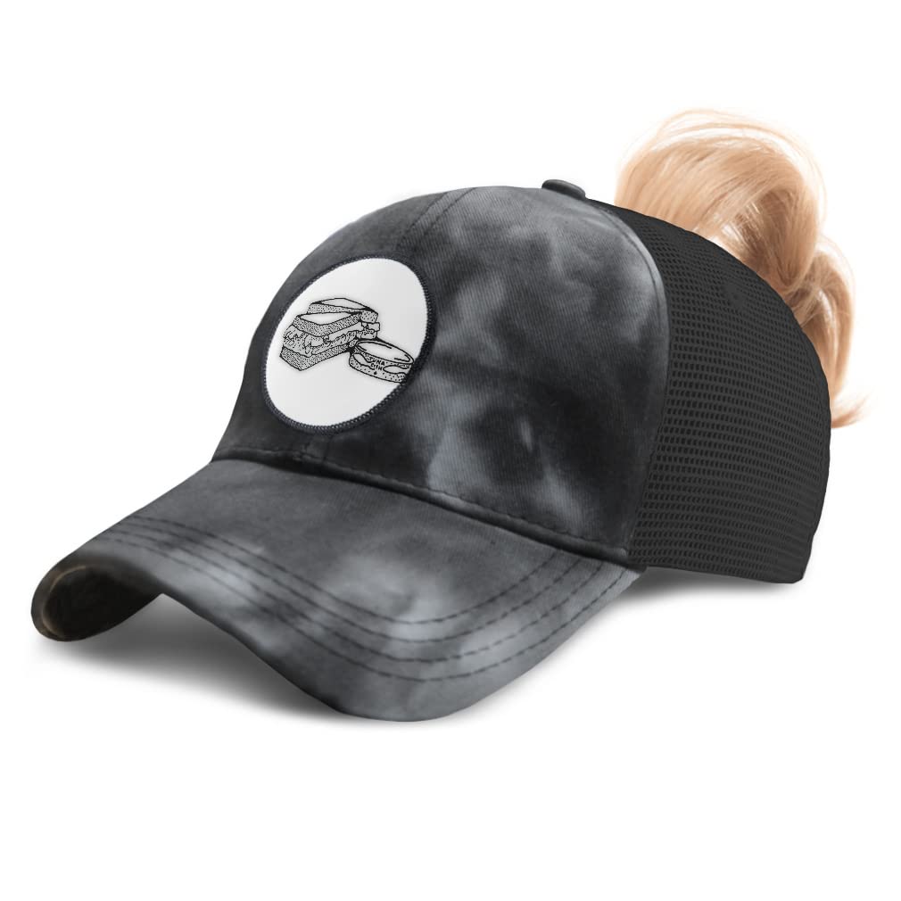 Women's High Ponytail Cap - Vintage Style Tuna Salad Sandwich Design - Perfect for Food Lovers, Cafes & Retro Fashion Enthusiasts