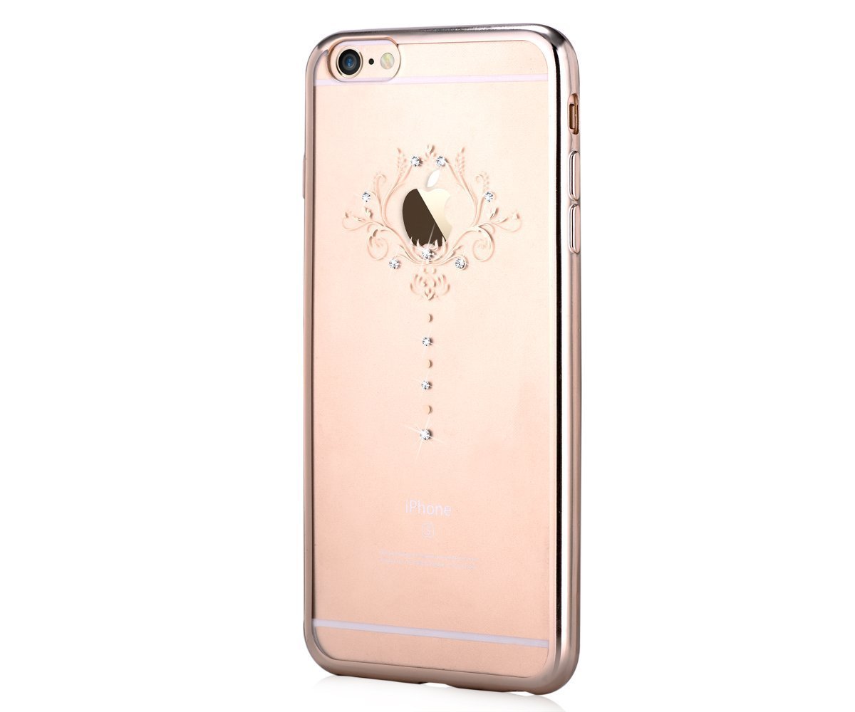 Premium iPhone 6s Plus Case with Swarovski Crystals - Devia Schalke Floral TPU Protective Cover for iPhone 6 Plus/6s Plus (5.5 Inch) in Champagne Gold - Elegant Protection for Daily Use & Special Occasions