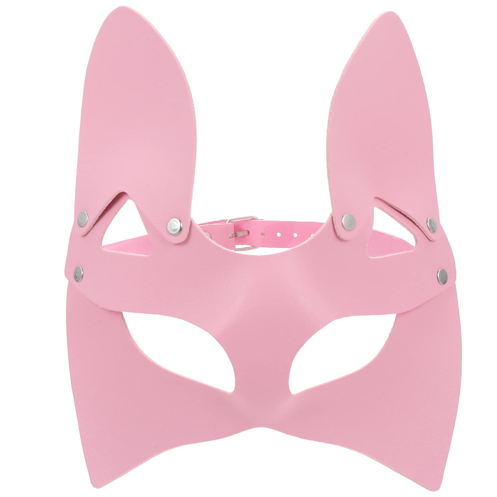 VALICLUD Halloween Fox Kitsune Half Face Leather Mask - Animal Cosplay Fox Mask for Anime Convention, Masquerade Ball & Costume Party - Perfect for Cosplay, Halloween & Themed Events