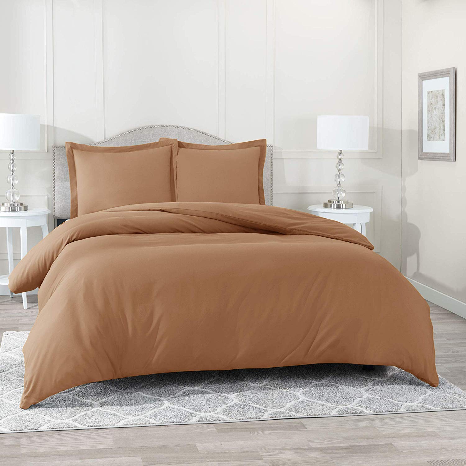 Premium 300 GSM Organic Cotton Duvet Cover & Comforter Set - 2 Piece Twin XL, 500 Thread Count, Solid Camel Color - Soft & Breathable Bedding for Cozy Nights & Guest Rooms