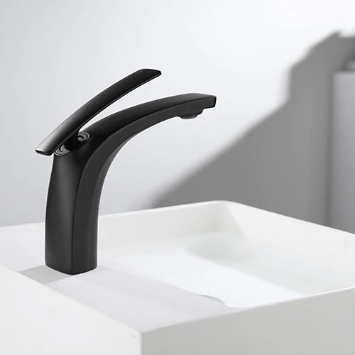 F11170 Single Hole Bathroom Faucet in Matte Black - Modern Waterfall Spout for Vanity Sink, Powder Room & Guest Bath Installation