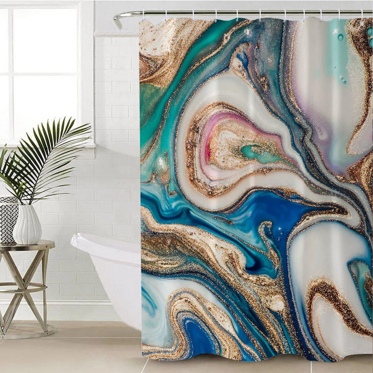 Stylish Copacabana Beach Themed Shower Curtain - Waterproof Bathroom Decor for Tropical & Coastal Style Homes - Perfect for Beach House, Vacation Rental, or Bathroom Makeover