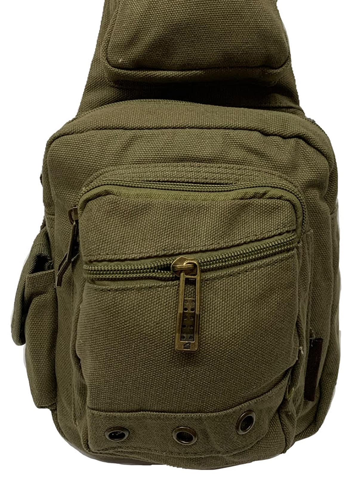 Adjustable Front Zipper Crossbody Sling Bag for Women & Men - Olive Green Casual Shoulder Bag for Travel, Hiking & Daily Use