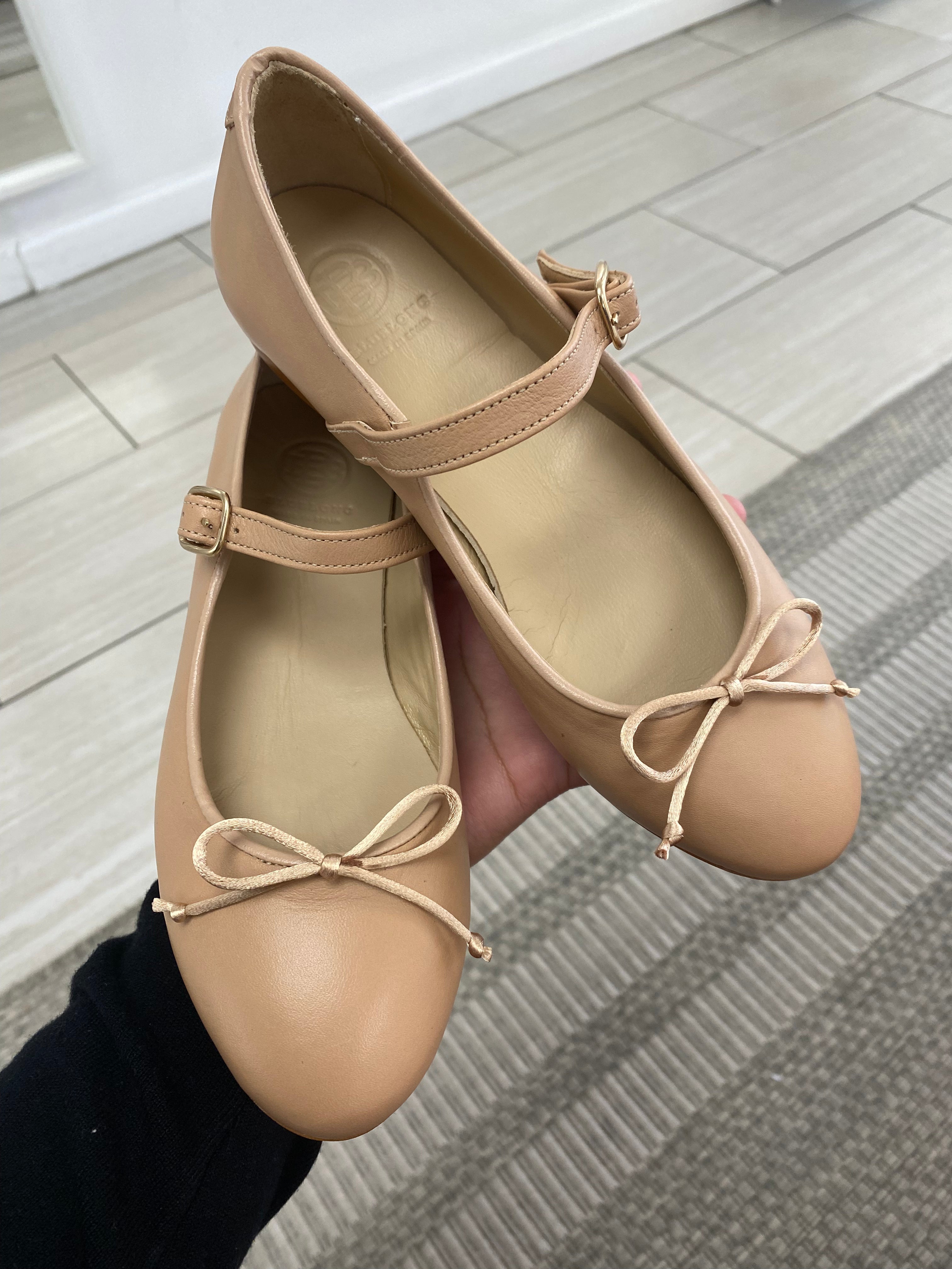 Blublonc Nude Bow Mary Jane Shoes - Women's Classic Comfortable Flat Pumps for Work, Wedding & Everyday Wear