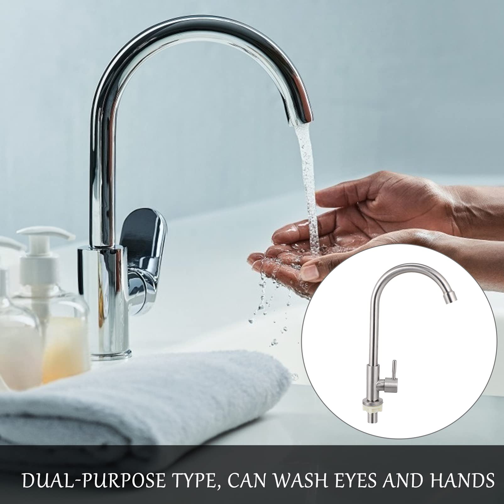 Emergency Eye Wash Station - Sink Mounted Eye Flush Faucet for Workplace Safety