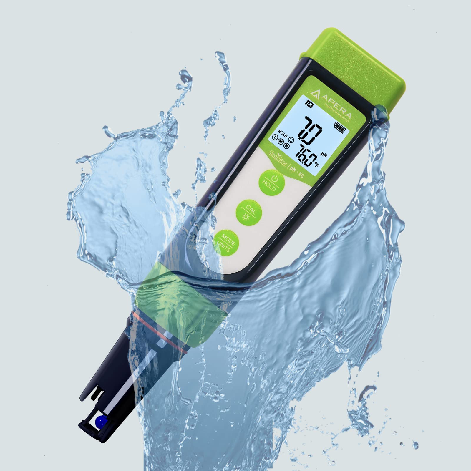 Apera AI104G GroStar GS4 5-in-1 pH/EC/TDS/500ppm/700ppm Water Quality Tester Pen Kit with Replaceable Double-Junction Probe - Perfect for Hydroponics, Aquariums, Pools & Home Water Testing