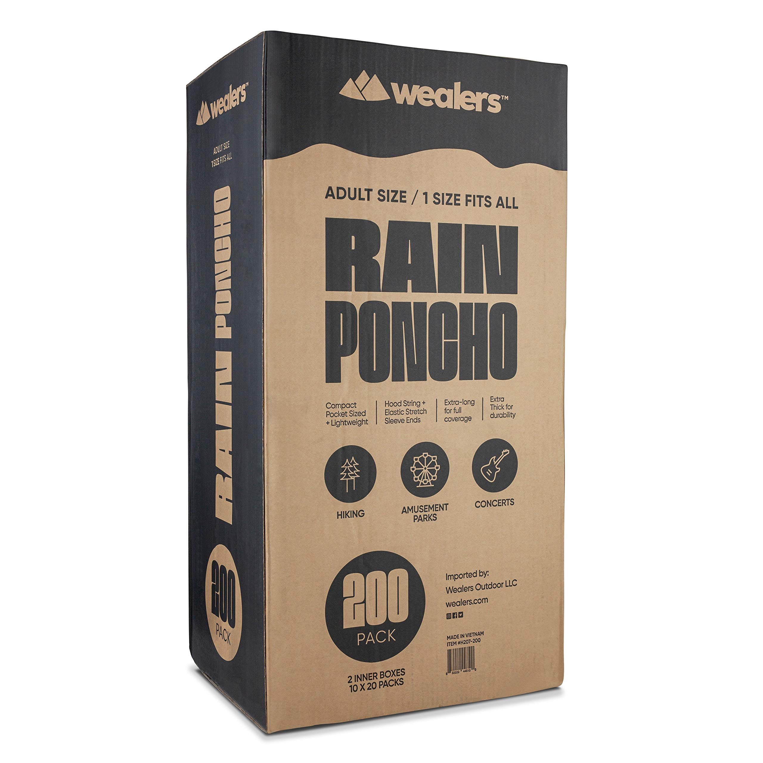 Disposable Rain Ponchos Bulk Pack - Waterproof Emergency Raincoat for Adults with Hood & Drawstrings - Multi Colors for Hiking, Camping, Outdoor Events