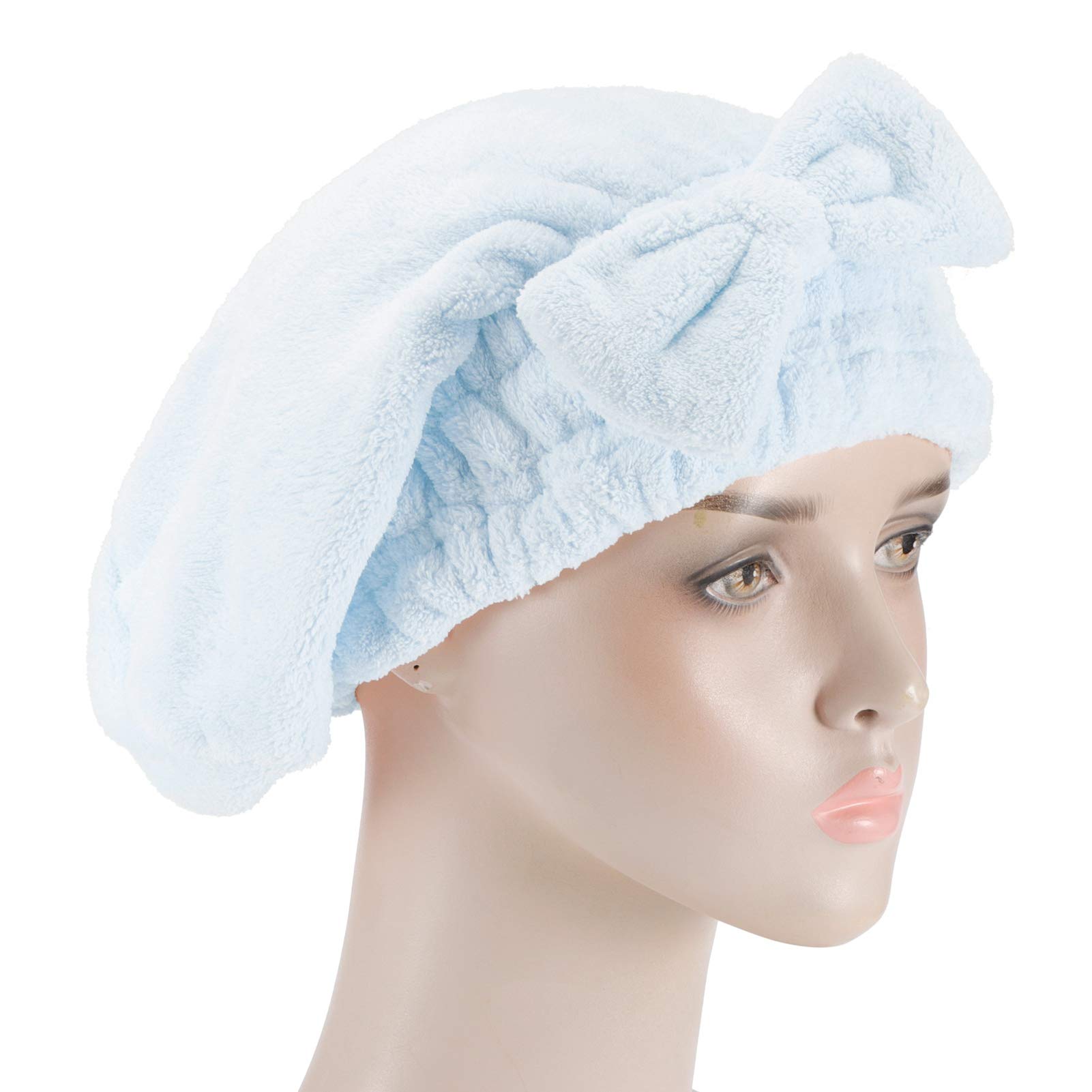 Excluzo 2-Pack Rapid Drying Hair Towel Wrap Set - Ultra Absorbent Microfiber Hair Drying Cap for Shower, Bath & Makeup (Blue) | Perfect for Travel, Gym & Salon Use