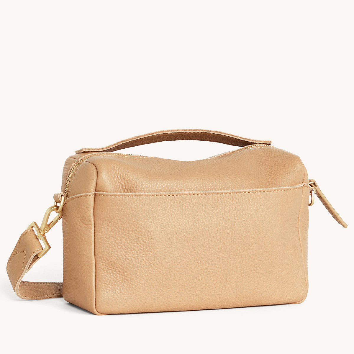 Evan Crossbody Bag for Women - Toast Tan & Brushed Gold Leather Small Shoulder Purse - Perfect for Work, Travel & Everyday Use