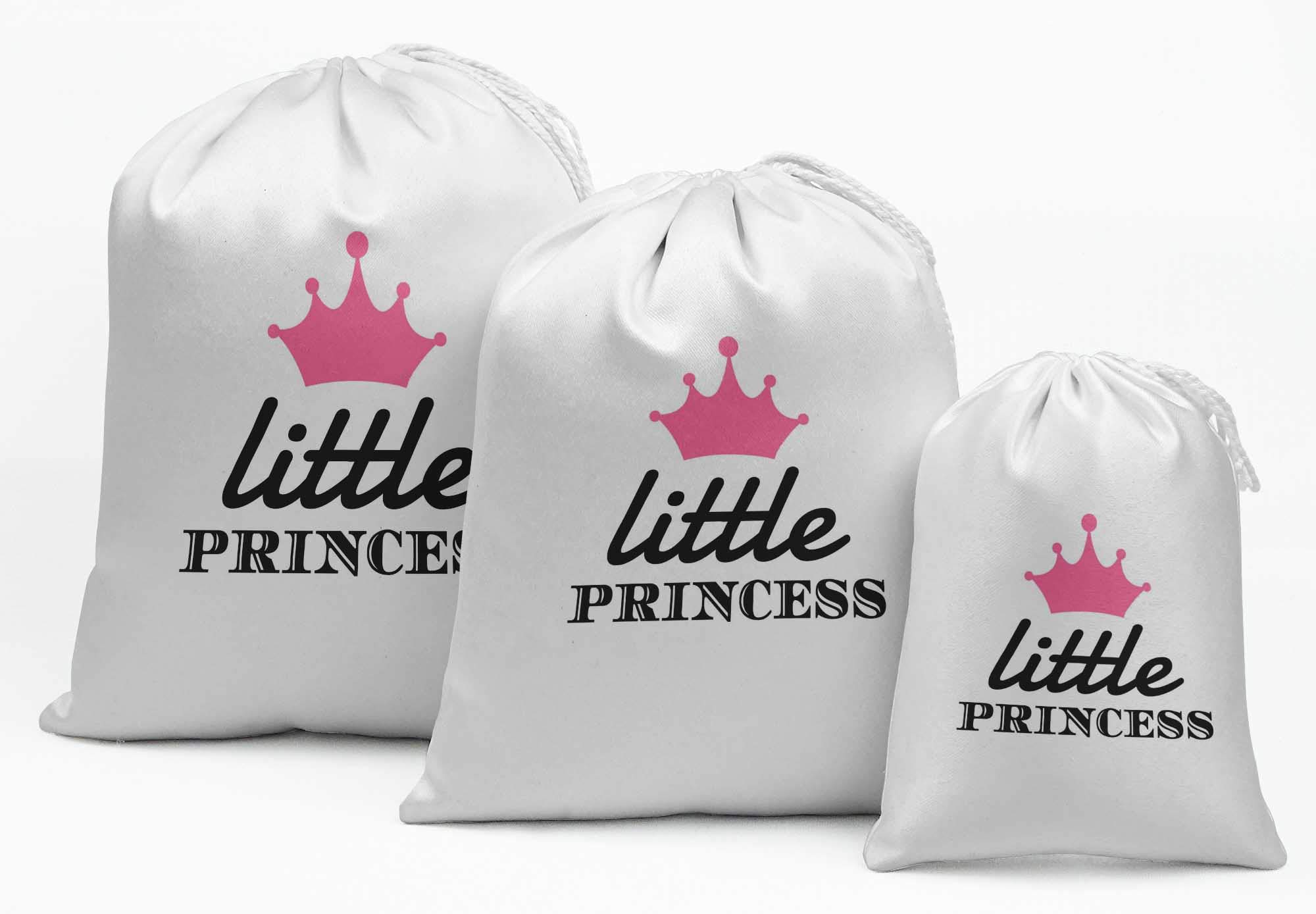 White Crown & Little Princess Baby Shower Party Favor Bags - 15pcs Gift Pouches for Baby Girl Birthday, Baptism, Christening & 1st Birthday Celebrations - Perfect for Party Favors, Candy Bags & Small Gifts