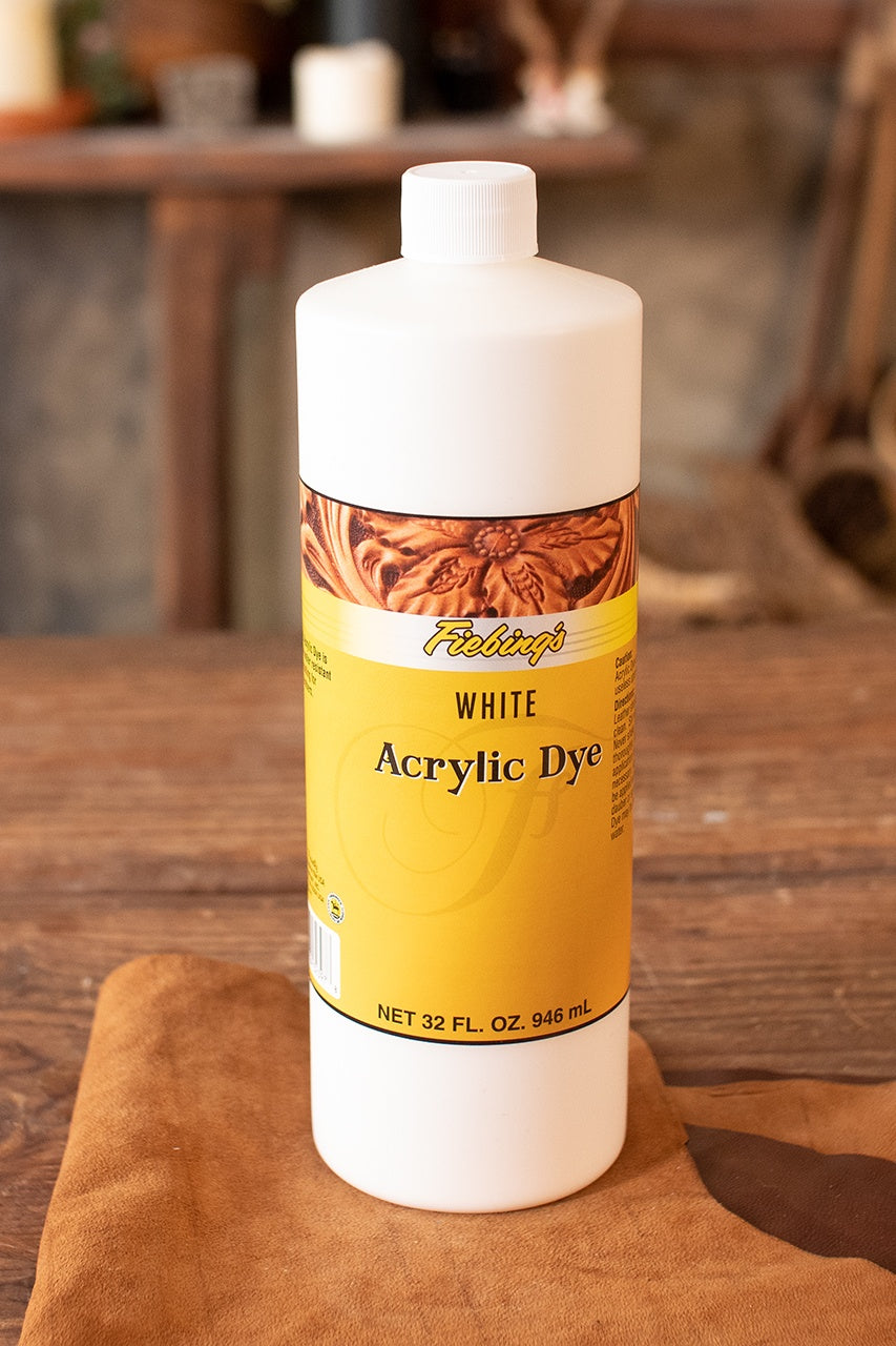 Fiebing's Acrylic Leather Dye - 32 oz (946 ml) White - Premium Leather Crafting & Repair for Shoes, Bags, Jackets & Furniture