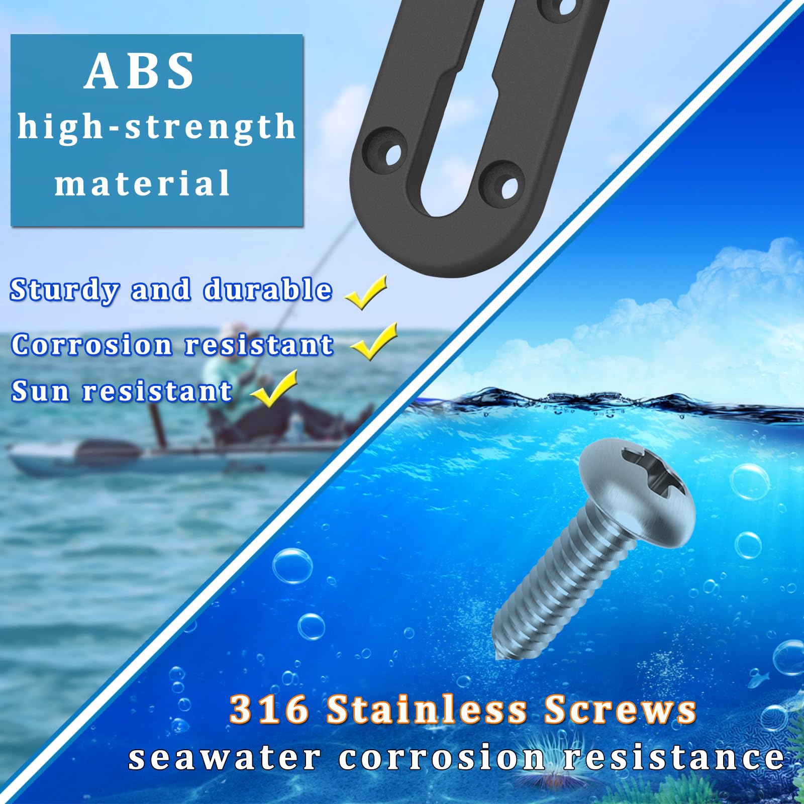 Premium Kayak Track System - Low Profile Kayak Rail & Accessories Mount Track for Fishing Rod Holder, Fish Finder, Cup Holder & Anchor Cleats | Perfect for Kayak Fishing & Outdoor Adventures