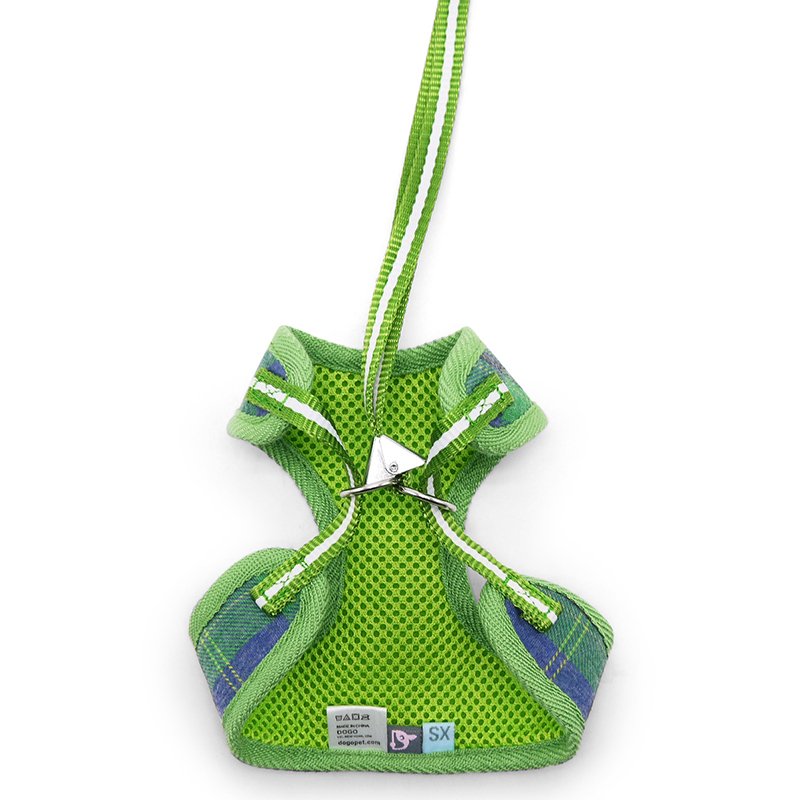 EasyGO Plaid Green Dog Harness - Adjustable & Reflective for Small to Medium Dogs - Perfect for Walking, Running & Outdoor Adventures