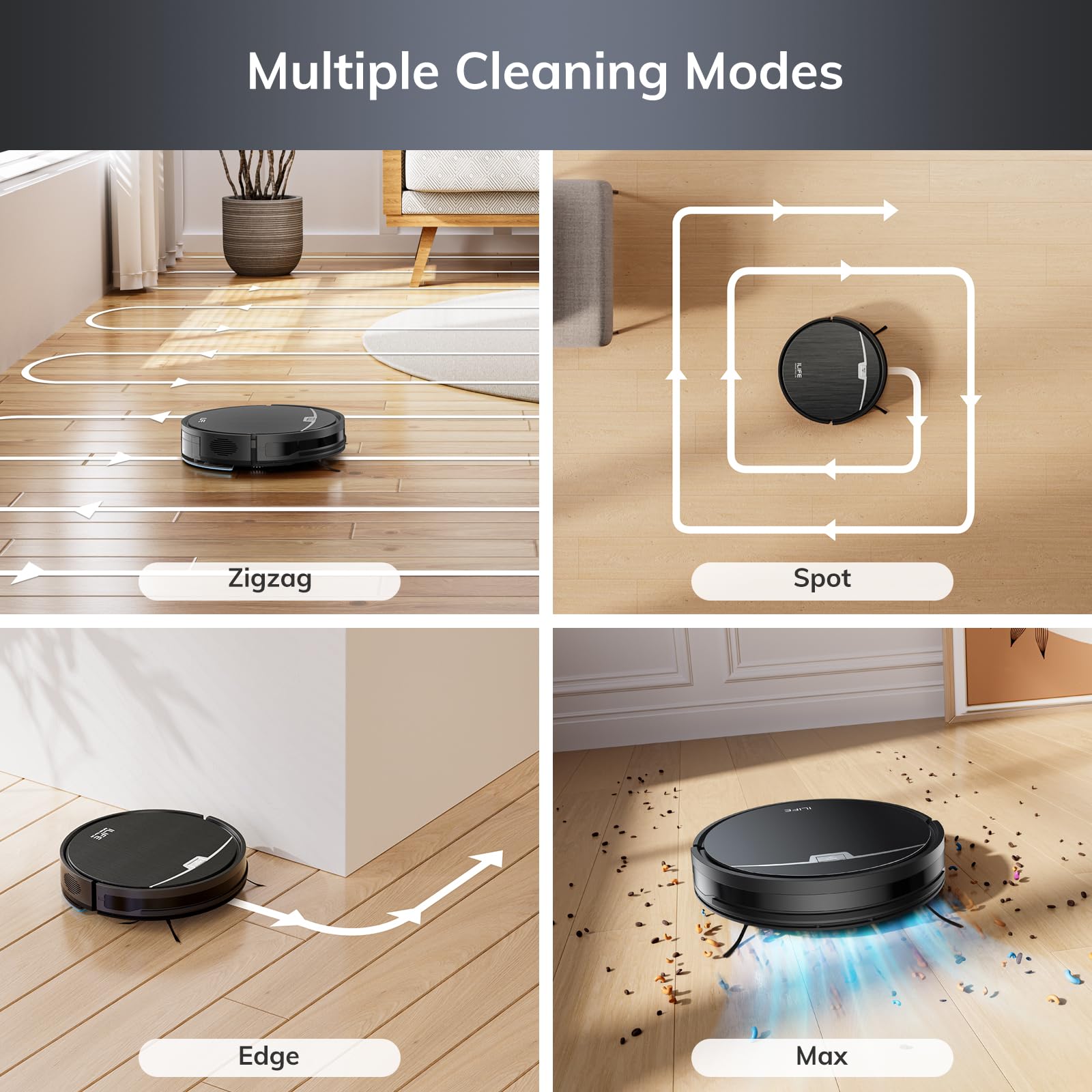 ILIFE V9 Pro Robot Vacuum and Mop Combo with Self-Emptying Base | 3000Pa Strong Suction | Smart Gyro Navigation | App/Alexa/Remote Control | 2.4G WiFi Compatible | Ideal for Hardwood Floors & Pet Hair | Perfect for Daily Cleaning in Homes with Pets & Kids (Black)