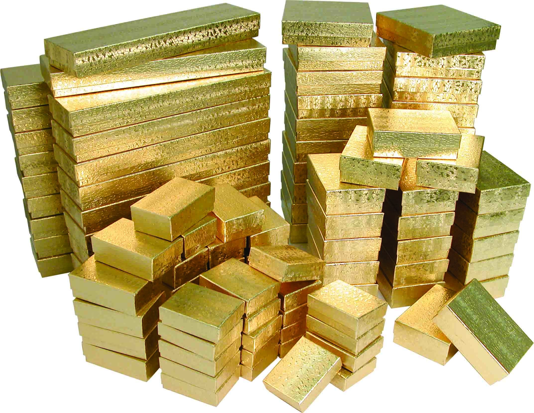 8-Pack Gold Textured Jewelry Boxes 3.75x3.75x2in for Gift Packaging