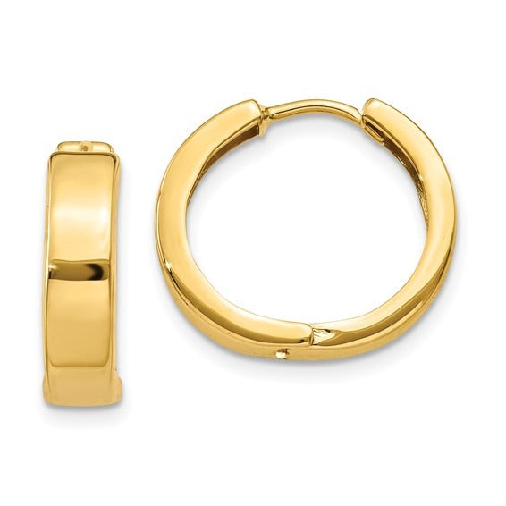 14K Yellow Gold 15mm Round Hinged Hoop Earrings for Women - Classic Dainty Everyday Hoops - Perfect for Work, Date Night & Special Occasions