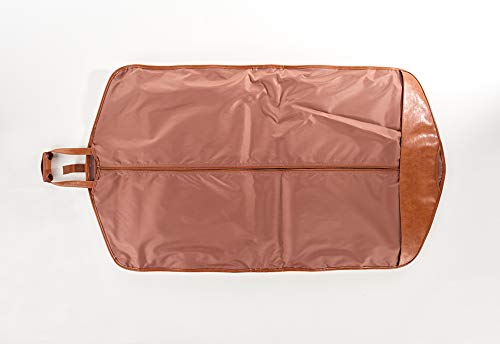 Premium Leather Garment Bag for Travel - Tan Brown Luxury Suit Cover with Shoulder Strap | Business Trips, Weddings & Formal Events