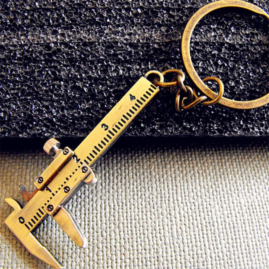 Precision Mini Vernier Caliper Keychain - Stainless Steel Simulation Slide Ruler with Key Ring - Perfect for Engineers, Students & DIY Enthusiasts (Gift Idea for Tool Lovers)