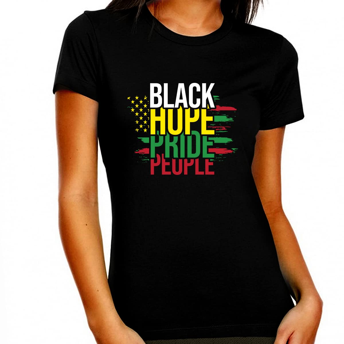 Black History Month T-Shirts for Women - Black Pride & Hope Juneteenth Shirts - Afro American Flag Design - Perfect for Celebrations, Protests & Cultural Events