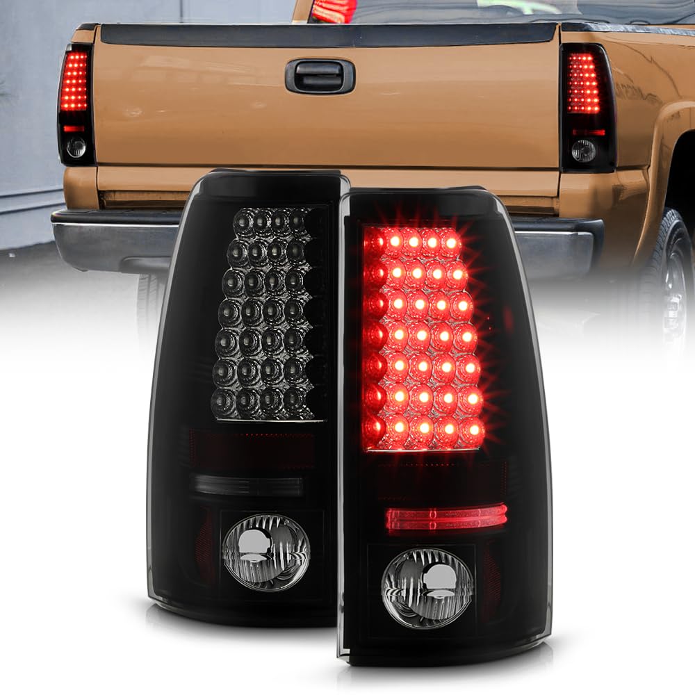 ACANII Smoked LED Tail Lights for 2003-2006 Chevy Silverado 1500 - Black Brake Lamps Replacement Pair (Driver & Passenger Side) | Enhanced Night Visibility & Style Upgrade for Pickup Trucks