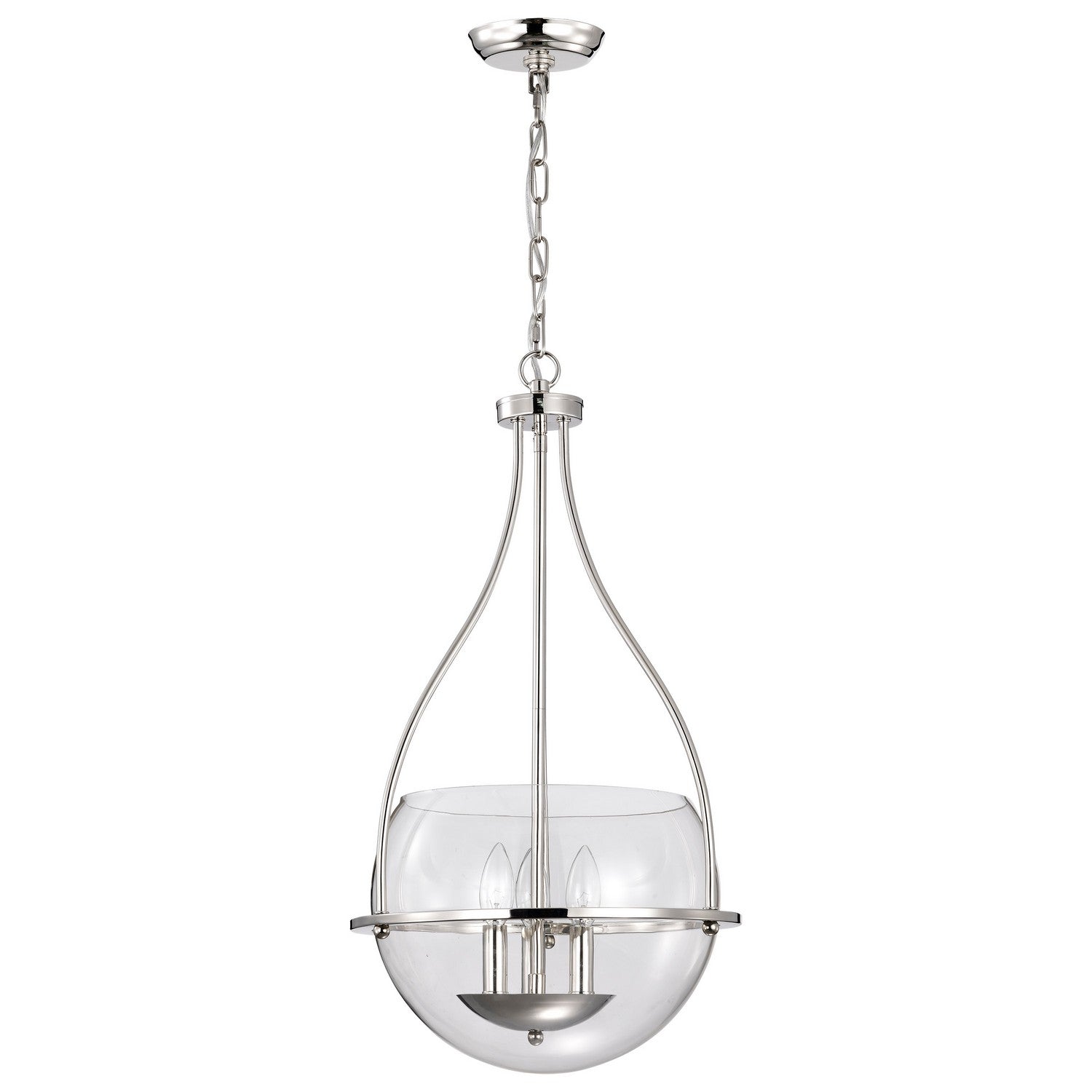 Amado 14-Inch 3-Light Modern Pendant Light Fixture - Polished Nickel Finish for Kitchen Island, Dining Room, and Living Room Lighting